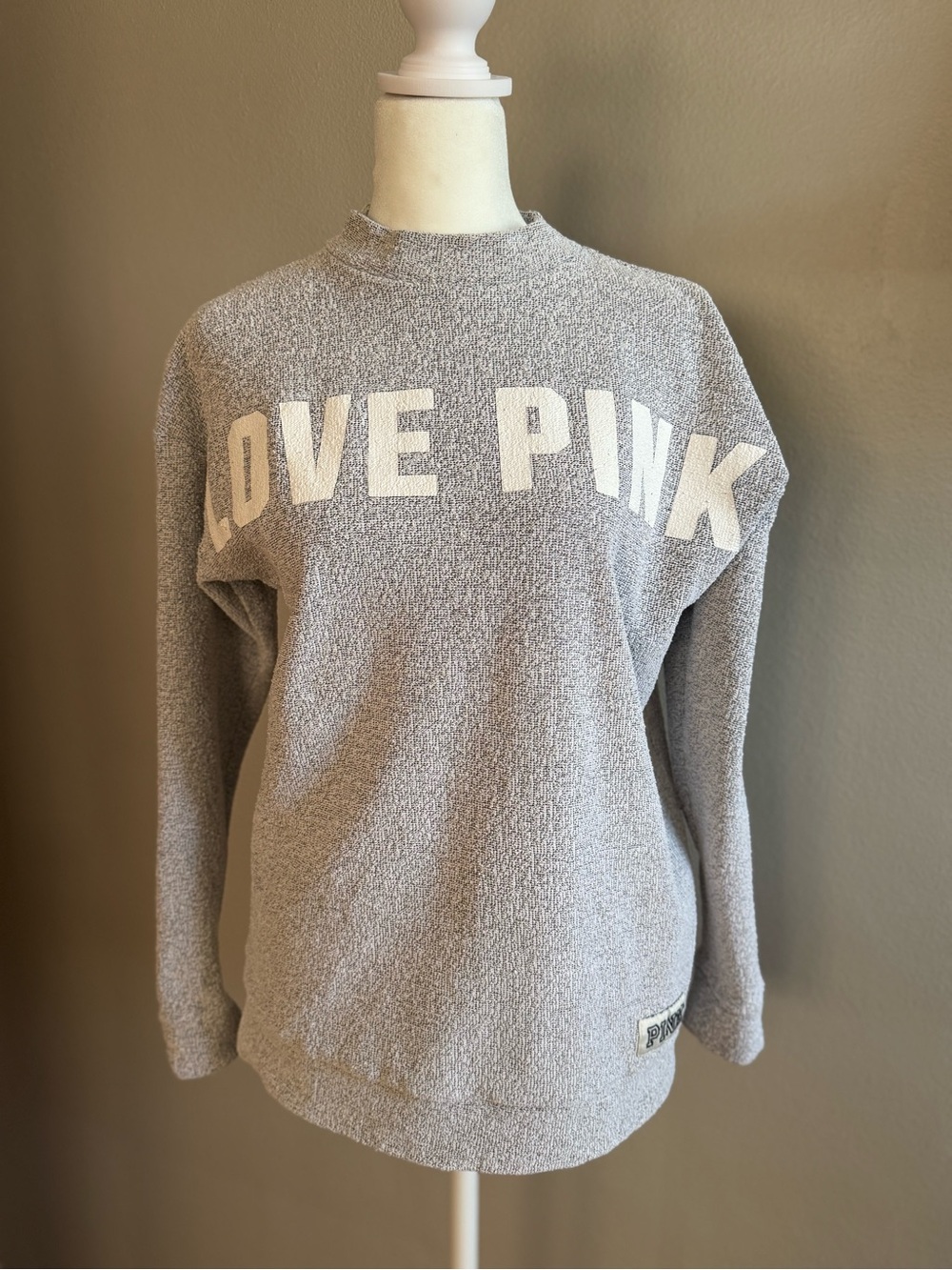 Victoria's Secret PINK Heather Gray Crewneck Sweater with White Logo